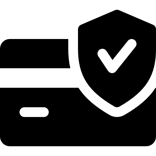 Secure payment icon with credit card and shield