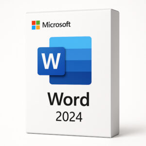 Microsoft Word 2024 official software box with white background.