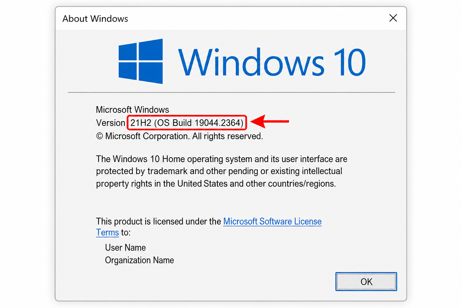 Checking Windows 10 build number to identify OneDrive sync affected versions