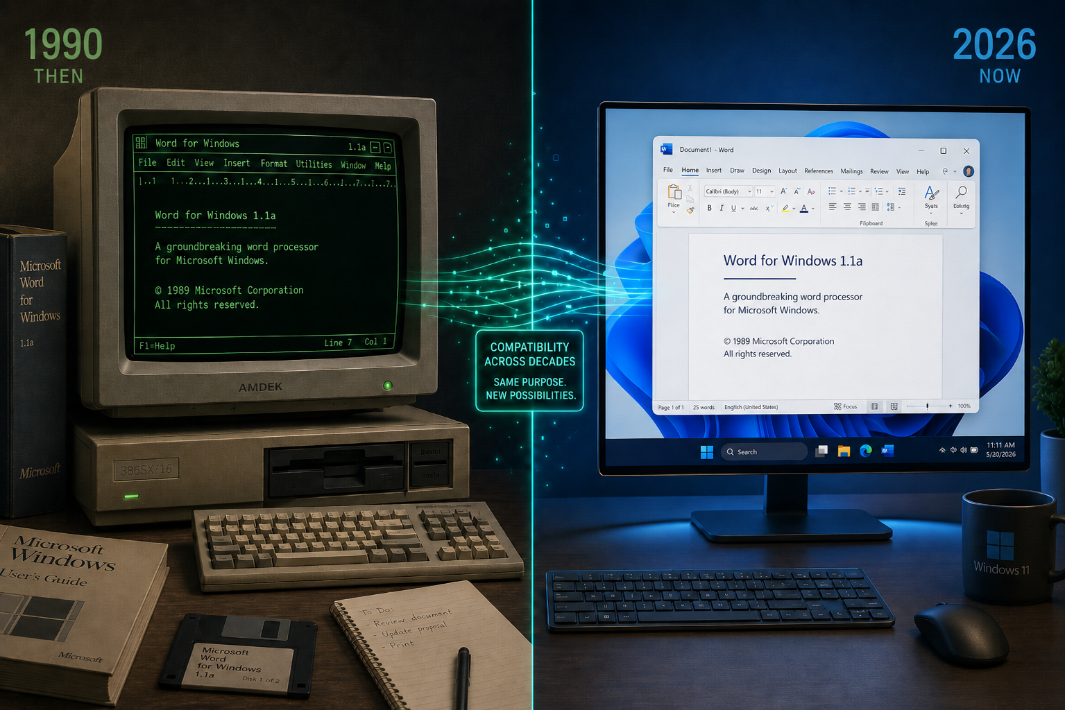 Legacy Windows software running natively on a modern Windows 11 desktop