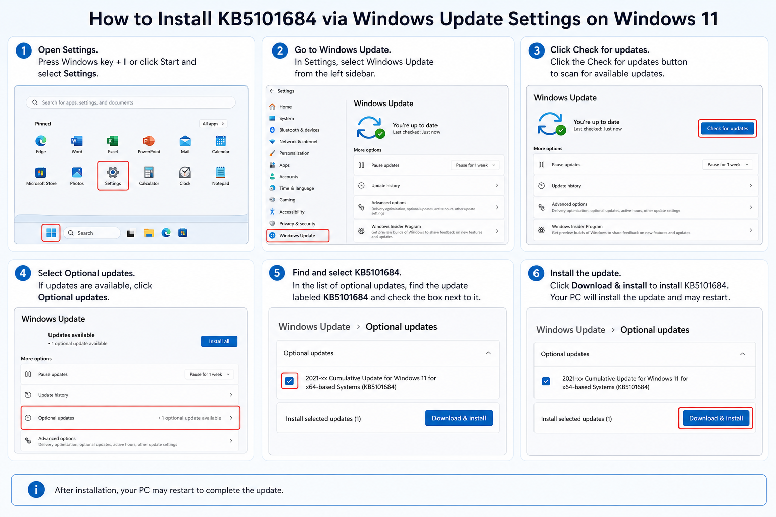 Installing Windows Hello update KB5101684 through Windows 11 Update Settings panel