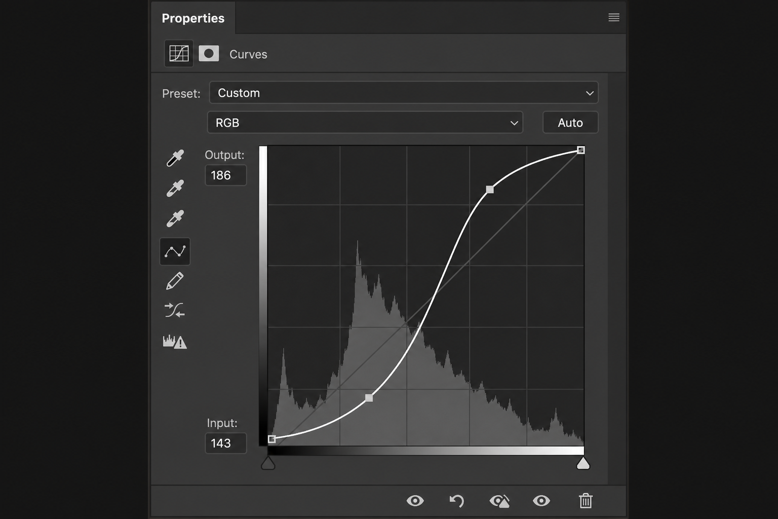 Adobe Photoshop Curves panel used for precise color grading adjustments