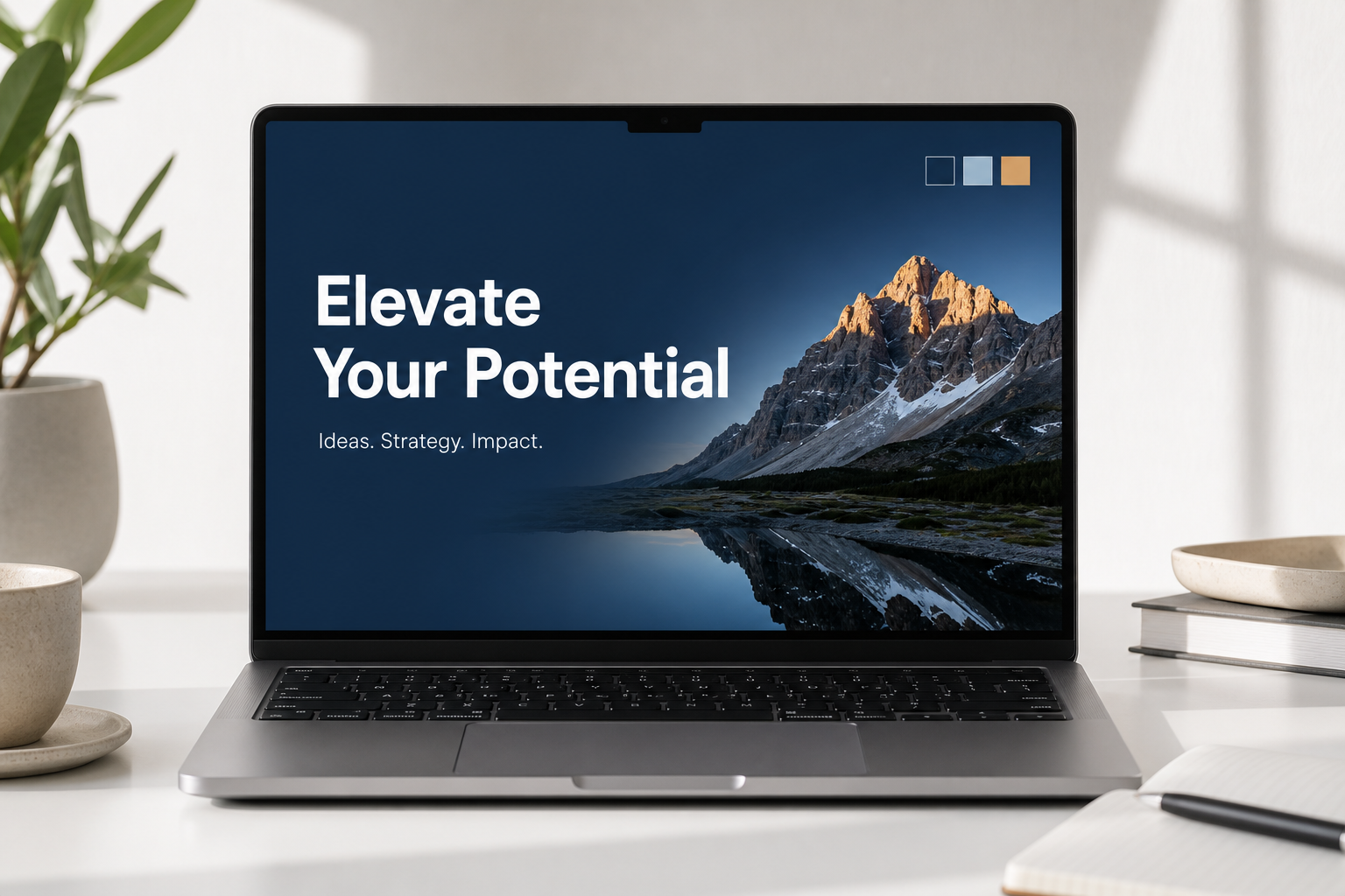 Modern PowerPoint presentation design on a laptop screen in 2026
