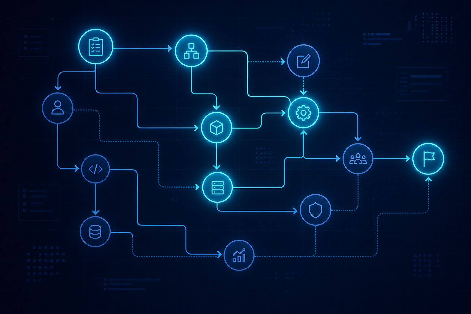 AI scheduling tool mapping project task dependencies in an automated network graph