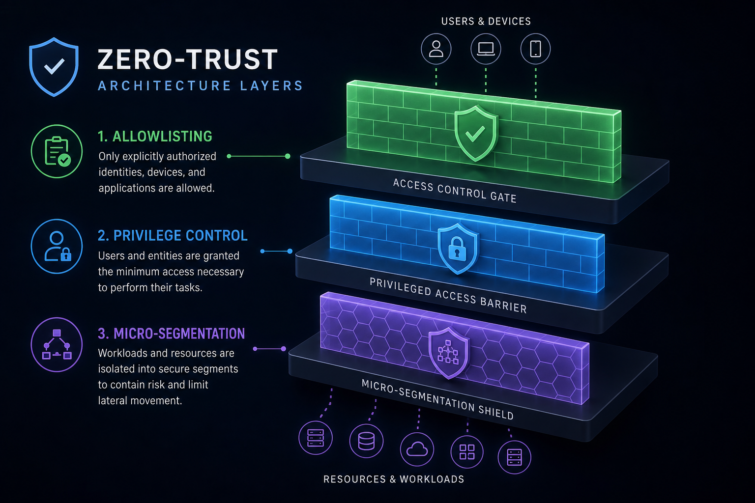 Zero-trust architecture diagram showing layered ransomware defense and antivirus ransomware controls