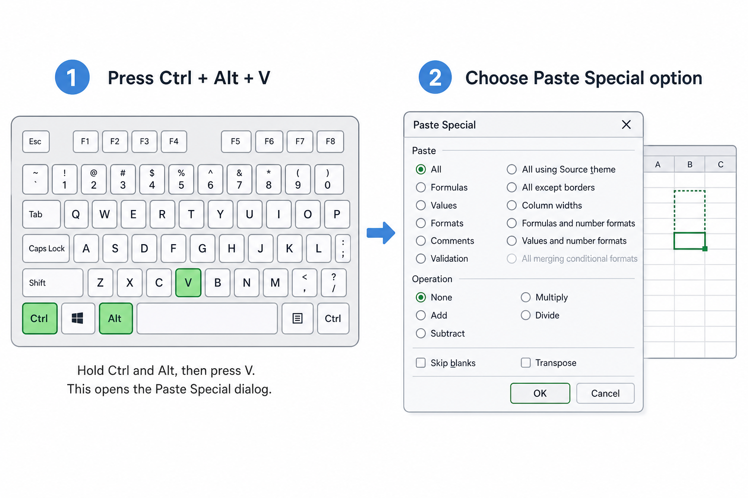 keyboard shortcut demonstrating Excel KB5002914 copy paste fix method