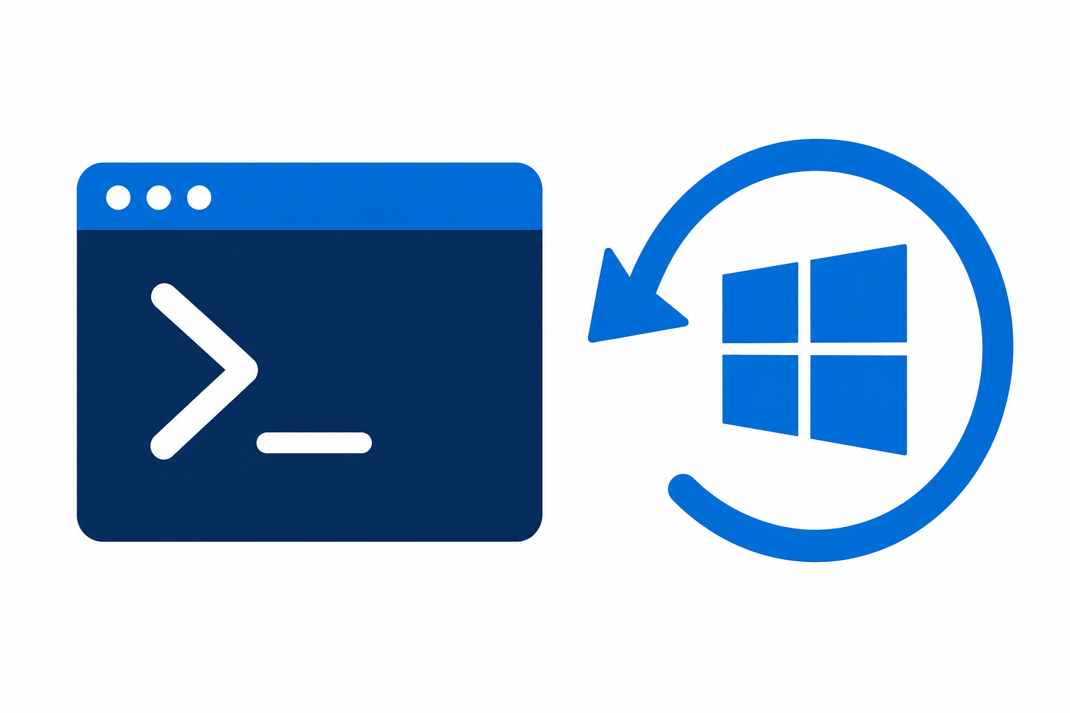 command prompt and rollback icons for uninstalling problematic Windows update