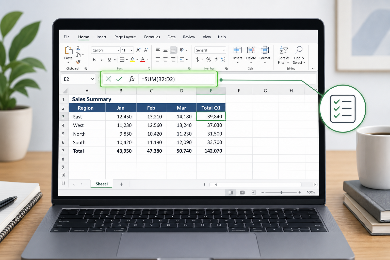 Laptop showing native Excel formulas after Copilot function removal