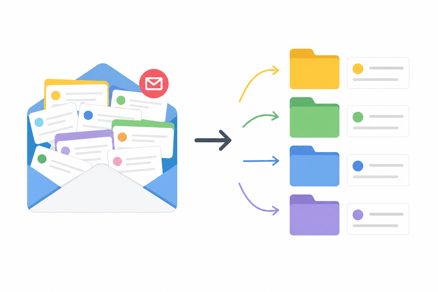 Cluttered inbox turning into sorted folders for Outlook management