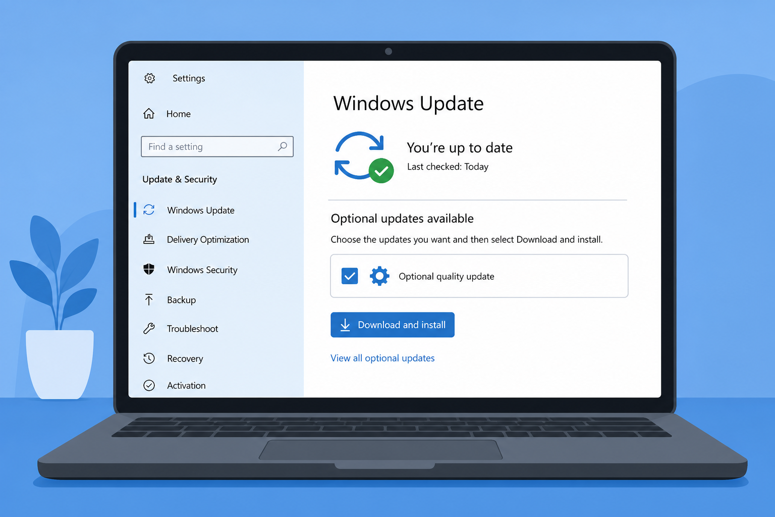 Installing an optional Windows update to restore file history backups