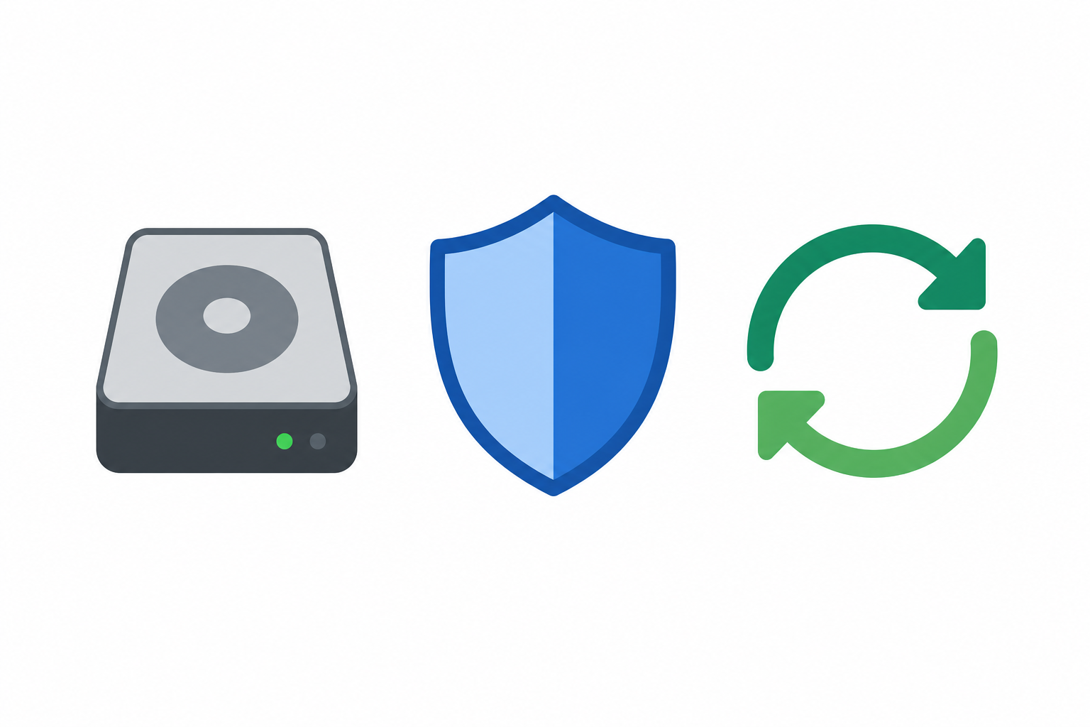 icons representing disk space and system repair for updates