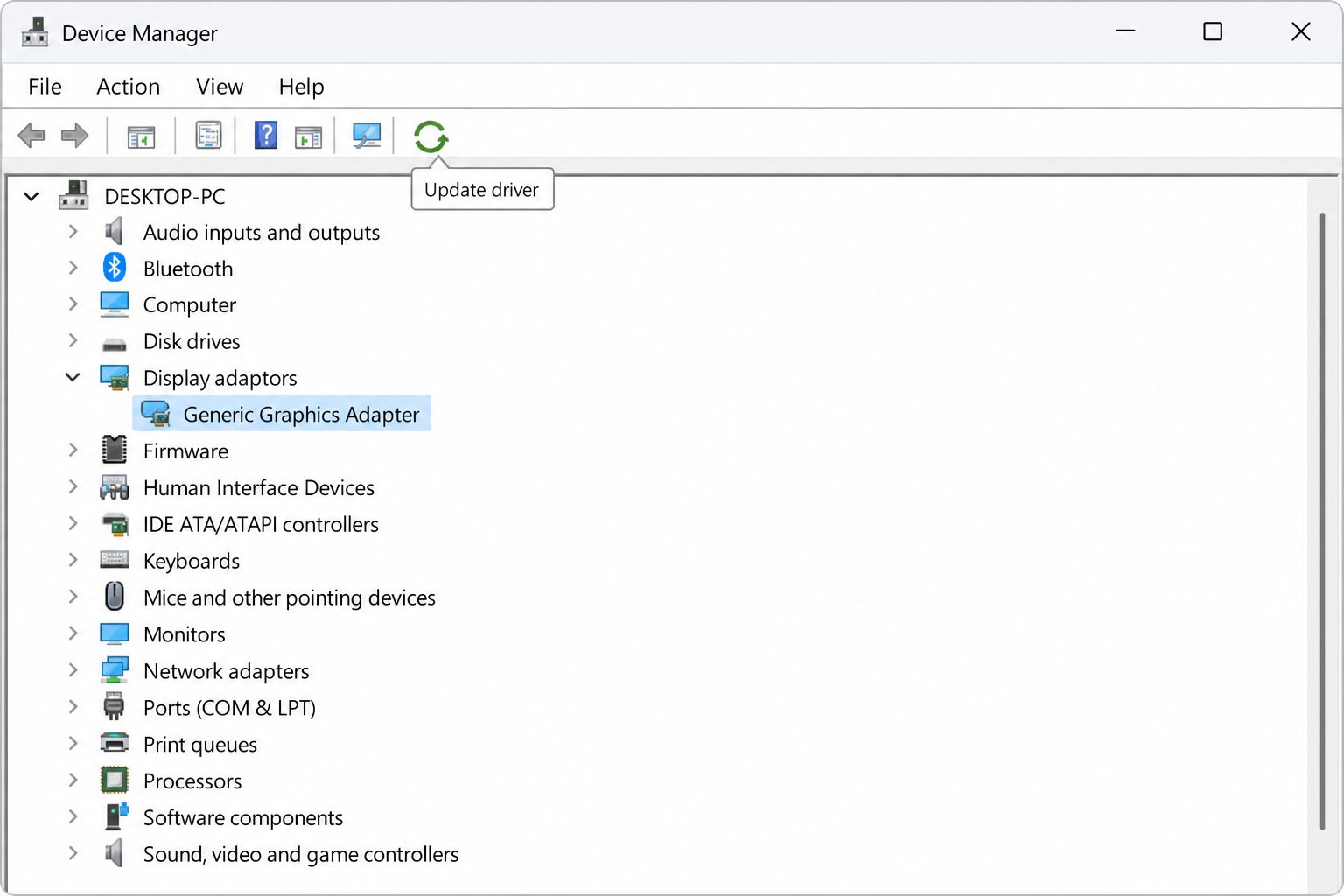 Updating graphics driver to fix display light flickering issue