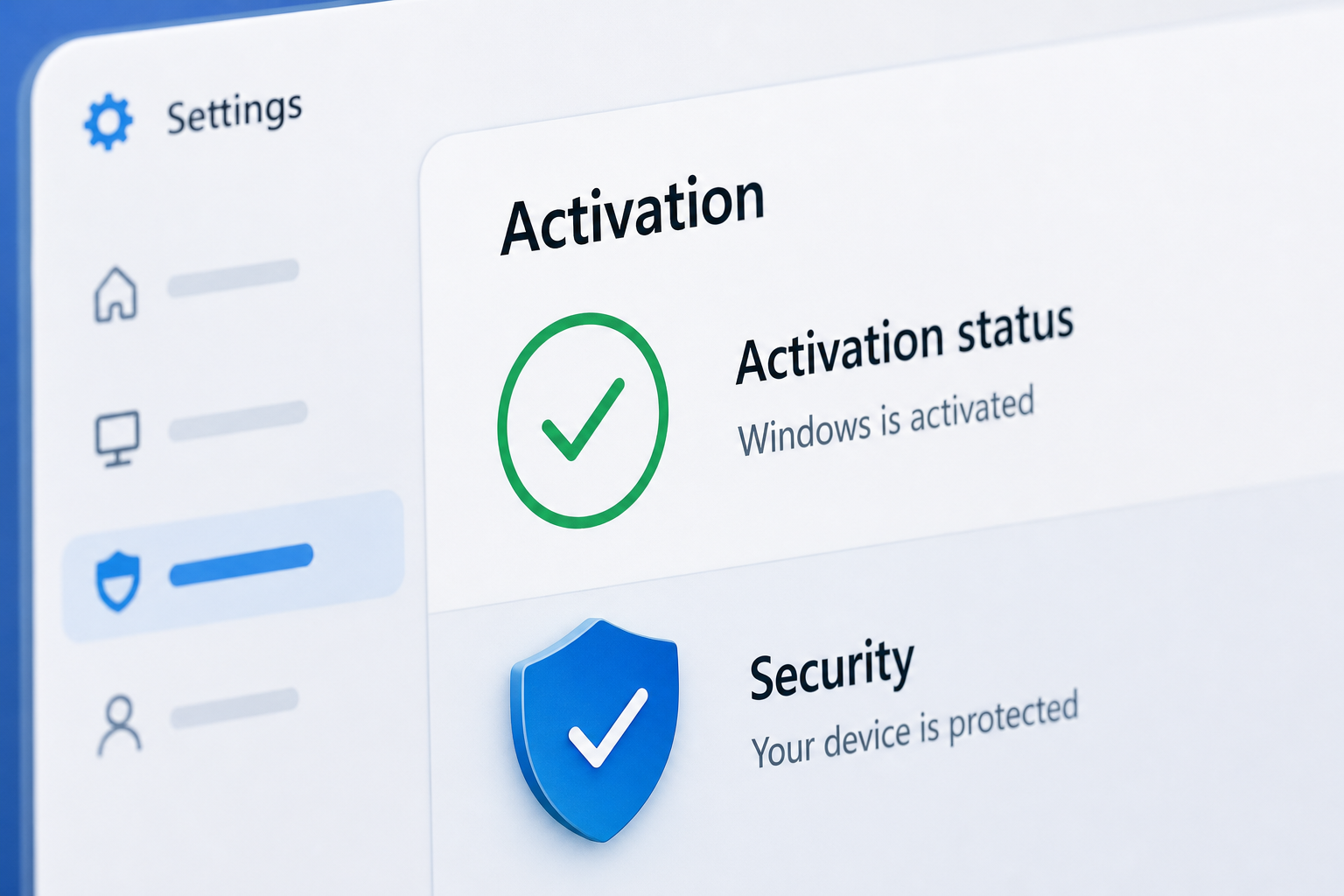 Computer screen confirming successful Windows activation after reinstalling