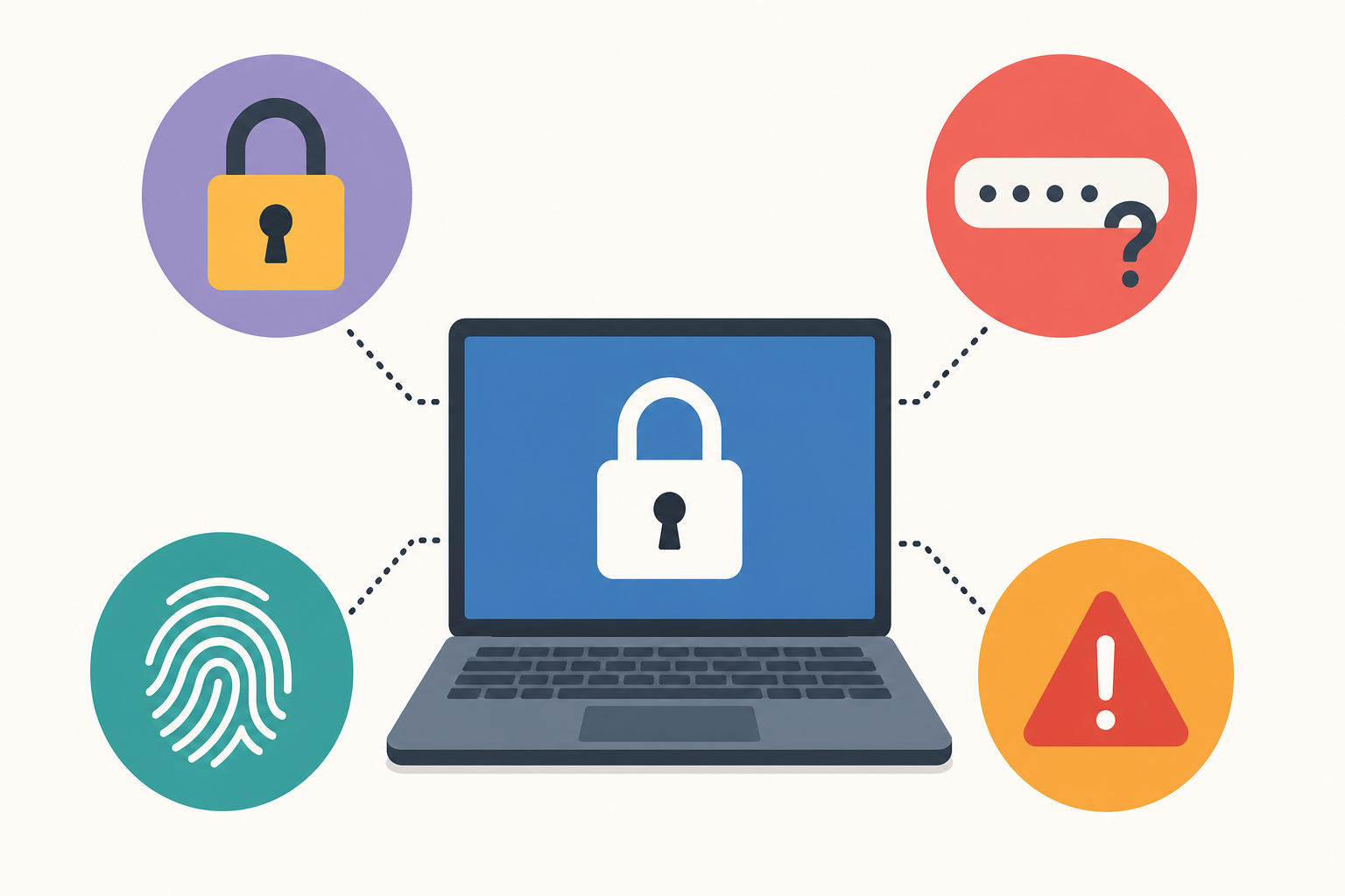Icons showing common causes of a Windows account lockout