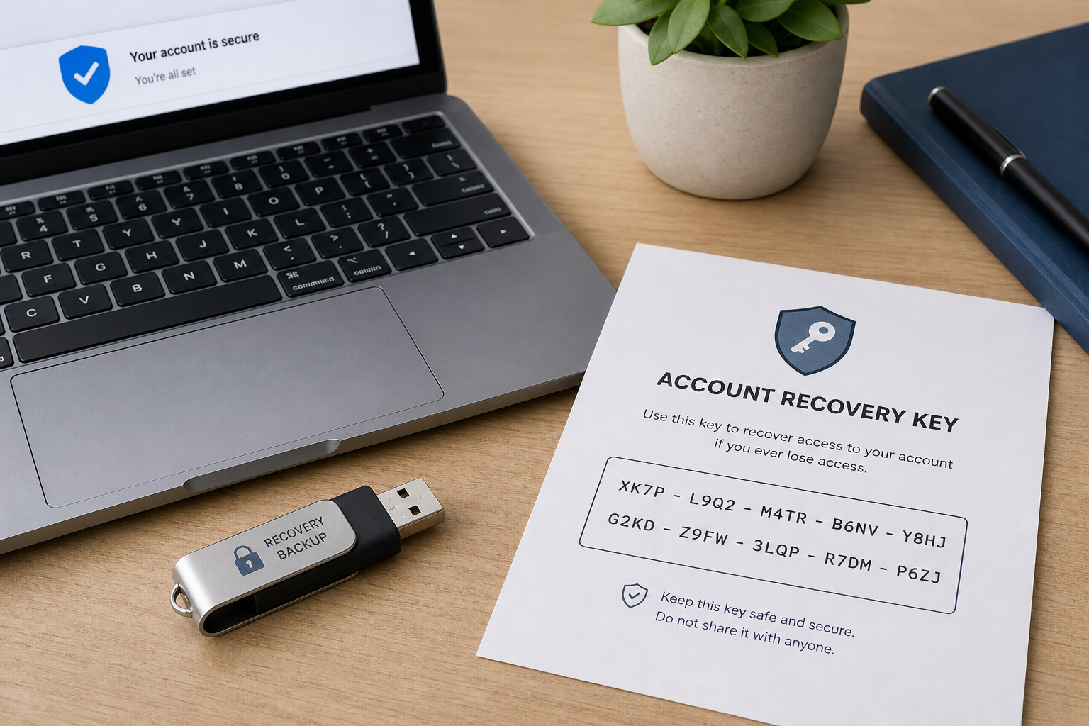 USB recovery key and backup admin account preparation items